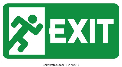 green exit emergency sign with human figure