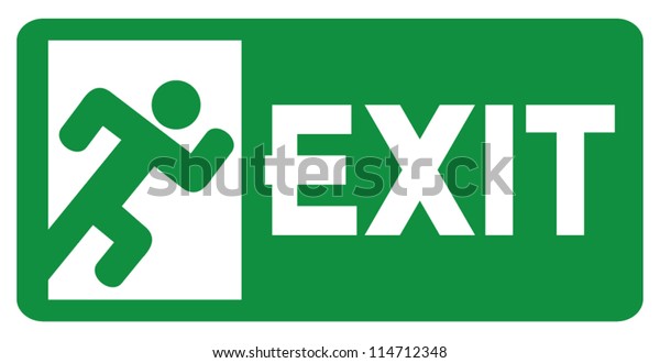 Green Exit Emergency Sign Human Figure Stock Vector (Royalty Free ...