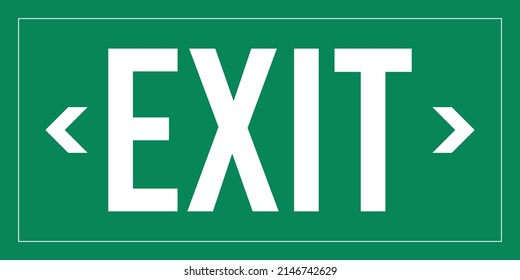 Green Exit Emergency Sign. Warning Sign Vector Illustration