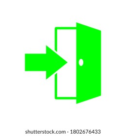Green exit icon. Logout and output, outlet, out symbol. Flat Vector illustration