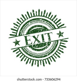 Green Exit rubber stamp