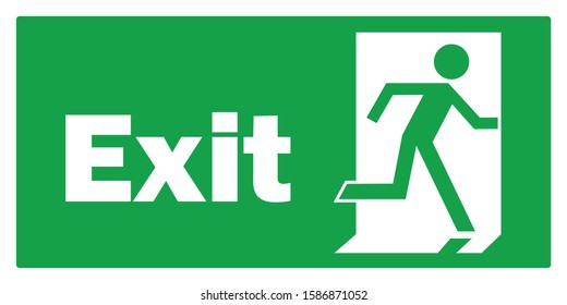 Green Exit Sign Figure Stock Vector (Royalty Free) 1586871052 ...