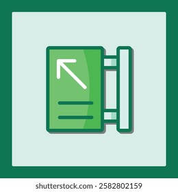 Green Exit Sign Icon: Directional Guidance Graphic