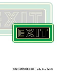 Green exit sign, sign vector illustration