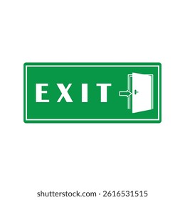 Green exit sign with a white door, perfect for safety and emergency related designs