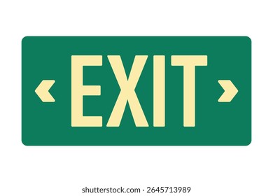 Green EXIT Sign with Yellow Text and Directional Arrows – Safety and Wayfinding Symbol – High Quality Vectorial Stock Image