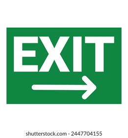 Green Exit sing as direction indicator. Vector illustration.