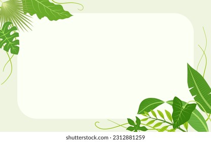 green exotic tropical leaves background with white space