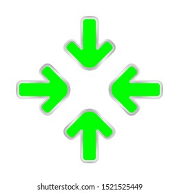 green expand arrow icon isolated on white, arrows pointing zoom in, expand arrow icon for resizes, drag arrow for all direction app, arrows pointer cursor of mouse symbol, expanding icon interface
