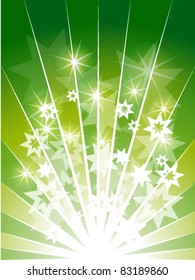 Green explosion background with many stars