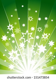Green explosion with many white stars
