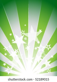 Green explosion with transparent stars
