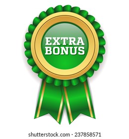 Green extra bonus badge with gold border on white background