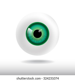 green eye ball on white background