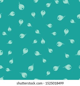 Green Eye icon isolated seamless pattern on green background. Happy Halloween party.  Vector Illustration
