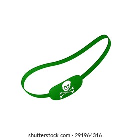 Green eye patch with skull symbol