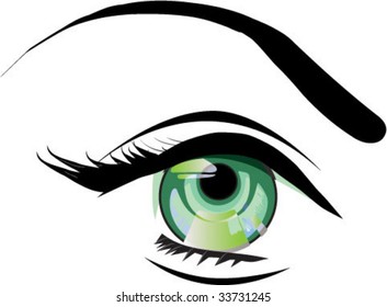 Green eye vector illustration isolated.