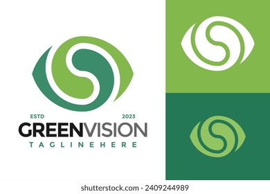 Green Eye Vision Logo design vector symbol icon illustration