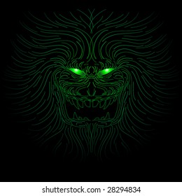 Green eyed demonic monster in vector format