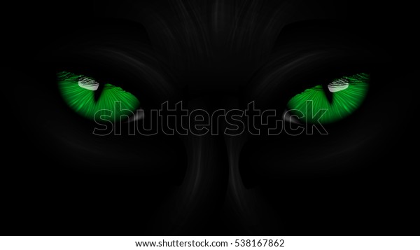 Green Eyes Black Panther On Dark Stock Vector (Royalty Free) 538167862