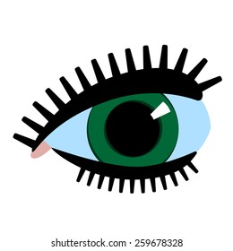 Green Eyes. Cartoon. Flat.