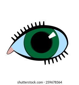 Green Eyes. Cartoon. Flat.