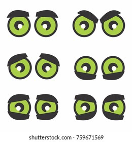 Green Eyes Cartoon Vector Set