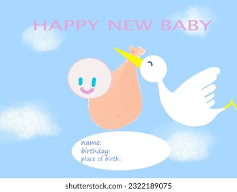 Green eyes version of maternity or birth congratulation card