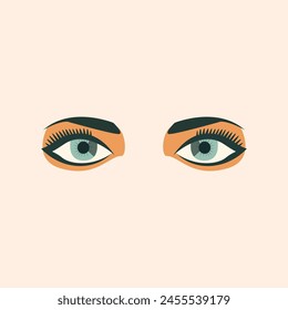 Green Eyes Vivid Flat Image. Perfect for different cards, textile, web sites, apps 