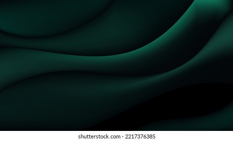 Green fabric cloth satin folded background   texture luxury style  Vector illustration