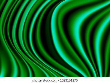 Green fabric satin wave curve luxury background texture vector illustration.