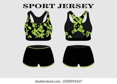 Green Fabric textile design for Sport t-shirt, soccer jersey for soccer club. uniform front and back