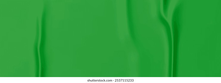 Textura de tela verde. Paño fluido con pliegues suaves que crean un efecto de cortinas natural. Fondo Textura de tela de seda diseño realista. Ideal para carteles de Anuncio, folletos, folletos. Ilustración vectorial