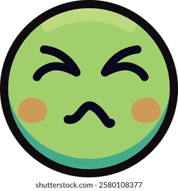 Green face emoji expressing sickness or nausea with scrunched eyes.