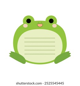 Green face frog Note book vector illustration. Note book  design.