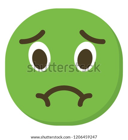 
A green face, nauseated emoji shown with pursed lips as though it may be about to vomit
