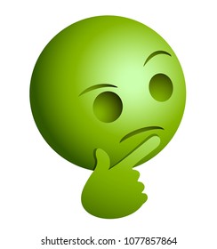 Green face thinking illustration