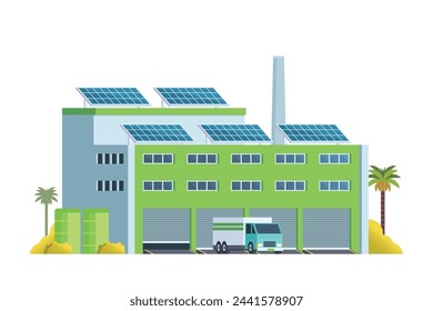 Green factory building illustration, vector elements for city and industry illustration