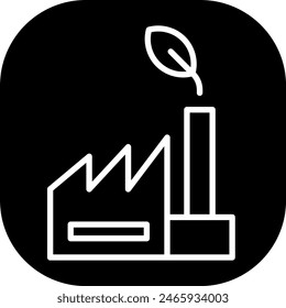 Green factory green city icon with black filled line outline style. factory, green, energy, industry, ecology, technology, environment. Vector Illustration