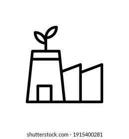 Green Factory, Factory, Green Energy Icon Logo Illustration Vector Isolated. Earth Day and Ecology Icon-Set. Suitable for Web Design, Logo, App, and UI.