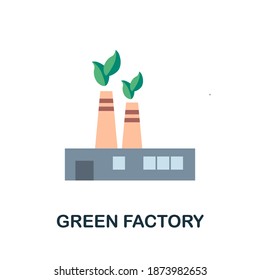 Icono plano de Green Factory. Elemento sencillo para guardar la colección world. Icono de Creative Green Factory para diseño web, plantillas, infografías y más