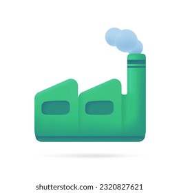 green factory Greenhouse gas emission reduction concept for the planet. 3d illustration