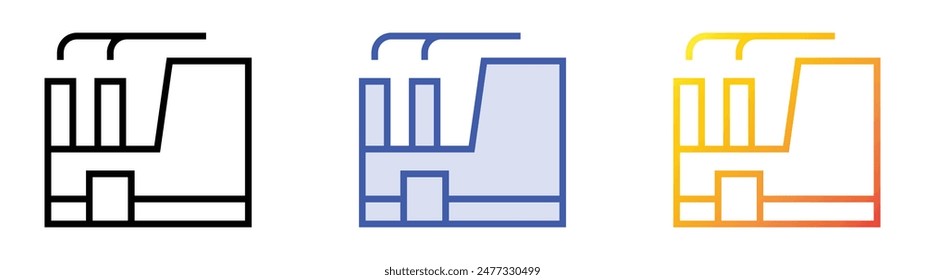 green factory icon. Linear, Blue Fill and Gradient Style Design Isolated On White Background