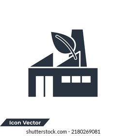 green factory icon logo vector illustration. Green and Ecology Factory symbol template for graphic and web design collection