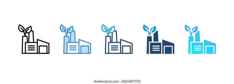 Green Factory icon set multiple style collection