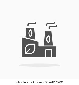 Green Factory icon. Solid or glyph style. Vector illustration. Enjoy this icon for your project.