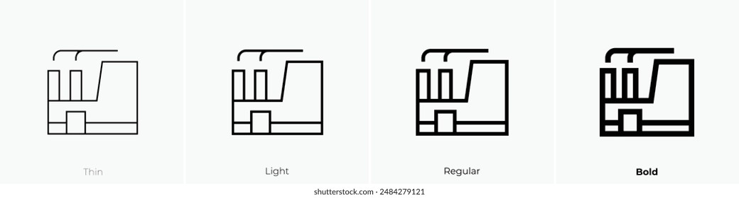 green factory icon. Thin, Light Regular And Bold style design isolated on white background