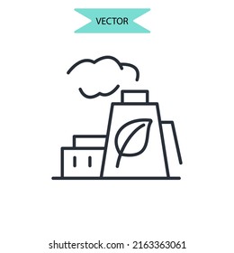 green factory icons  symbol vector elements for infographic web