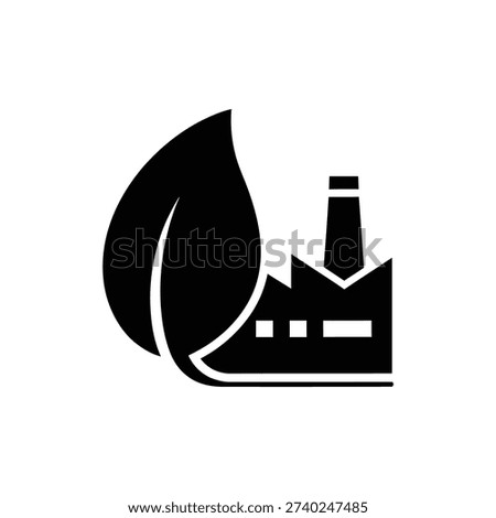 Green Factory with Leaf Icon Eco Industry Symbol