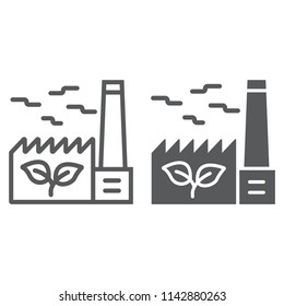 Green Factory line and glyph icon, ecology and energy, green industry sign, vector graphics, a linear pattern on a white background, eps 10.